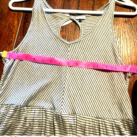 (S/M) Kismet Black/Grey Striped Peplum Top ptp 15"×L25" - Picture 4 of 12